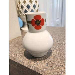 Japan Vintage 5" Porcelain Saki Decanter / Carafe Orange Flower Vase Asian Decor